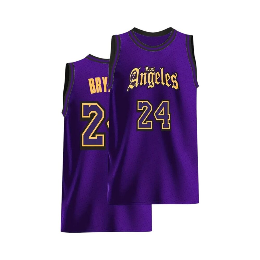 Los Angeles Lakers Kobe Bryant #24 Stitched Basketball Jersey Purple Men's